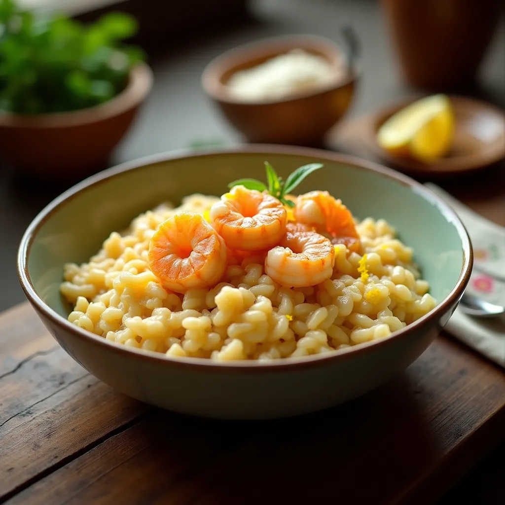 Risotto au citron et crevettes